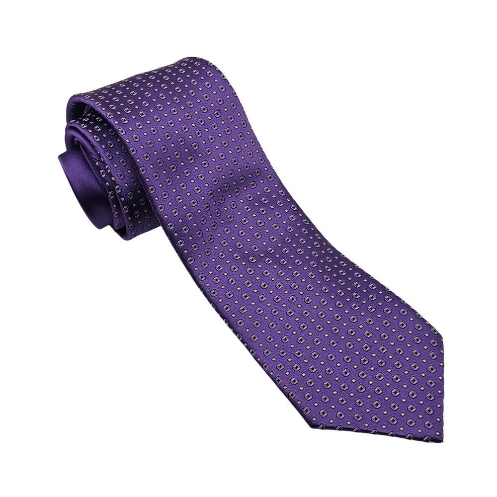 Ermenegildo Zegna Silk Tie Purple Geometric Square Luxury‎ Italian Designer